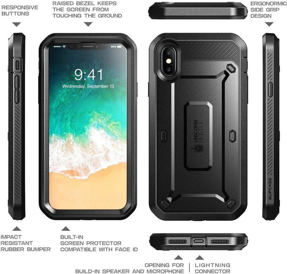 SUPCASE for iPhone XS iPhone X Rugged Screen Protector Case  Shockproof Cover