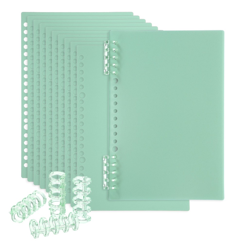 12 Pack A5 22 Mil Plastic Notebook Binder Covers with Binding Comb, Light green