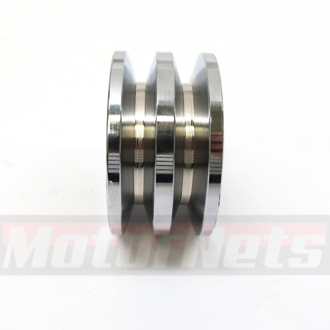 Chrome Double Groove Alternator Pulley Fits GM SB BB Chevy SBC 350 BBC 454 Ford
