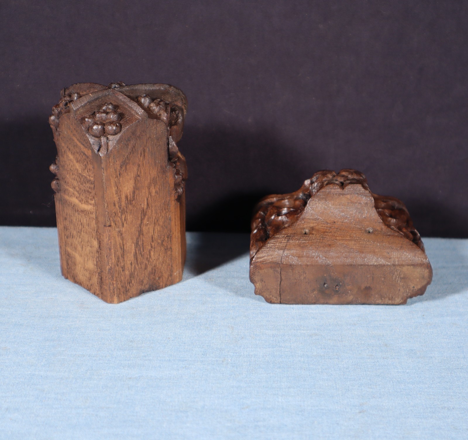 Two French Antique Highly Carved Trim/Corbels Solid Oak and Walnut Wood