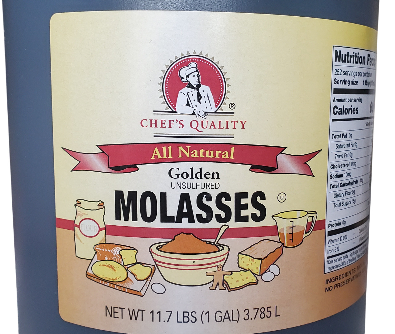 Chefs Quality All Natural Golden Molasses | Unsulfured | Kosher | 11.7 lbs