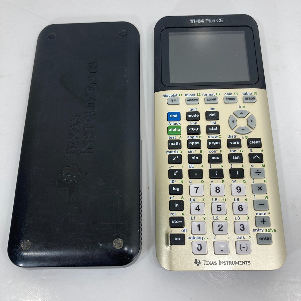 Texas Instruments TI-84 Plus CE Graphing Calculator With Cover, Cable - TESTED
