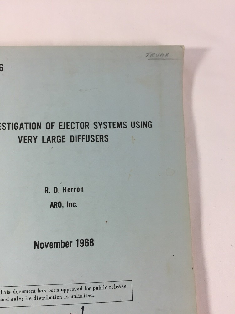 November 1968 ~ Arnold Engineering ~ An Investigation of Ejector System Using