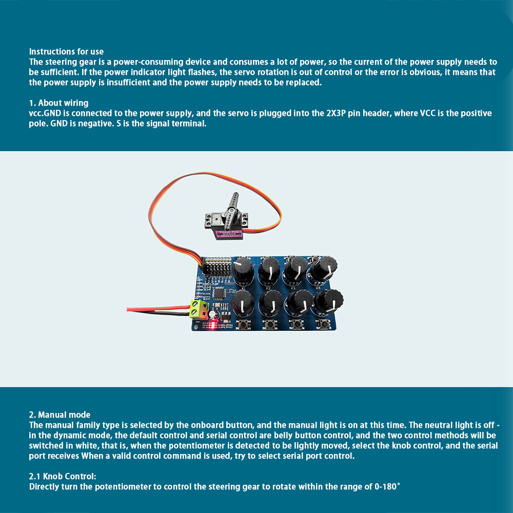 8-Way Steering Gear Controller Debugging Board Return Instrument For MG995 SG90