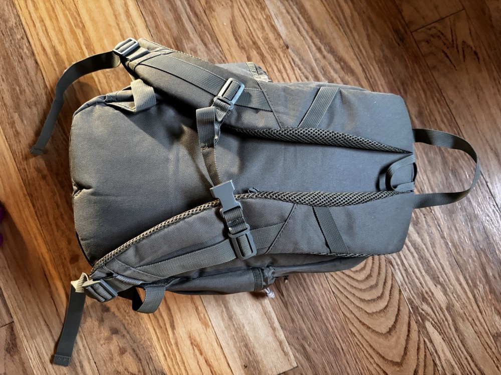 Green Tactical Backpack Nylon Webbing Adjustable Straps Zip Closure Unisex