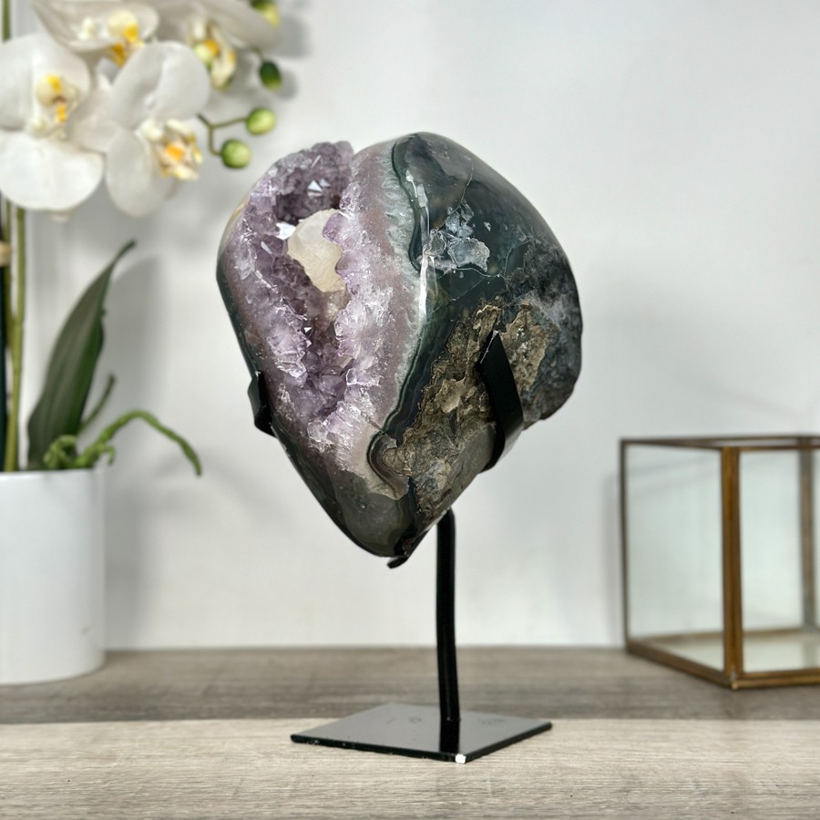 Unique Amethyst Geode Display with Calcite Inclusions. MWS2696