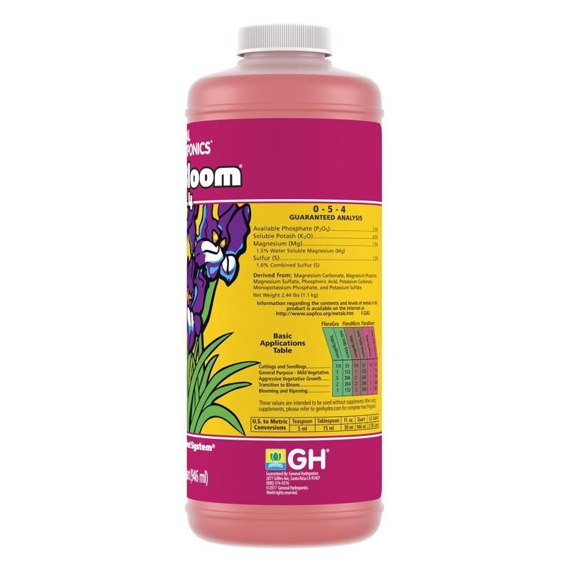 General Hydrophonics FloraBloom Advanced Liquid Nutrient System 0-5-4 1 qt