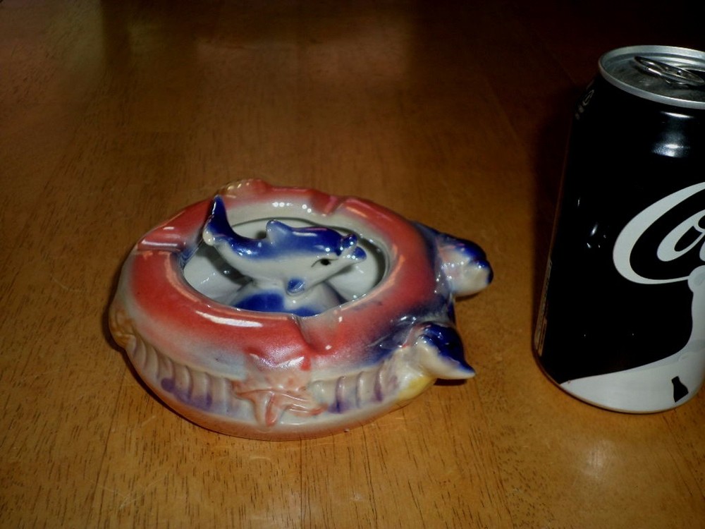 DOLPHINS, (3-D) Ceramic Ashtray, Vintage