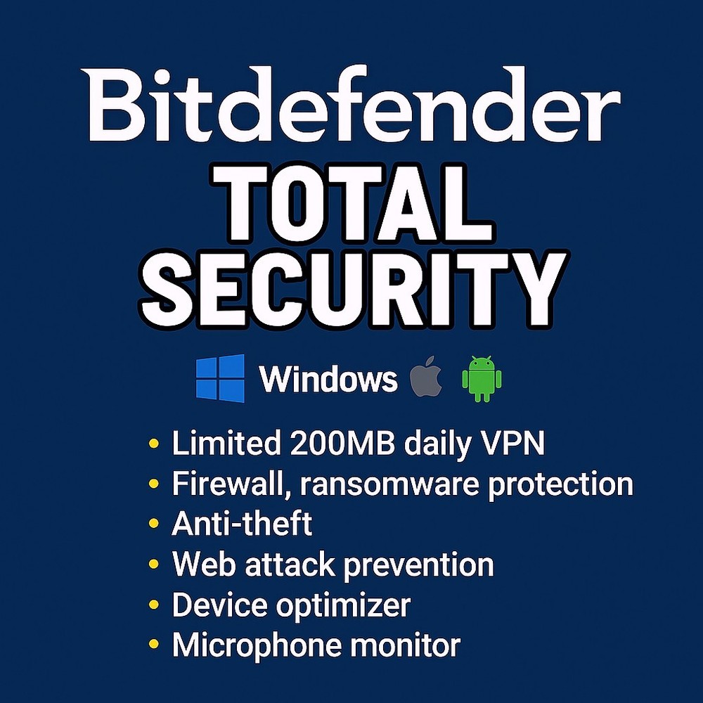 Bitdefender Total Security 2026 - 3 Years 6 Devices