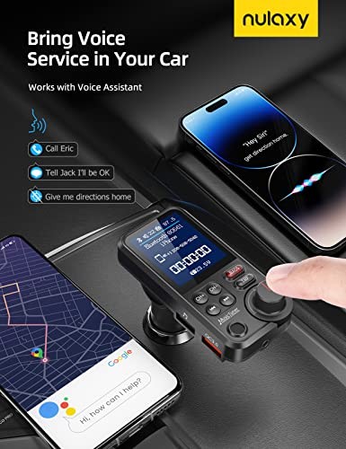 Bluetooth FM Transmitter for Car, 1.8" Color Screen Strong Mic Bluetooth Black