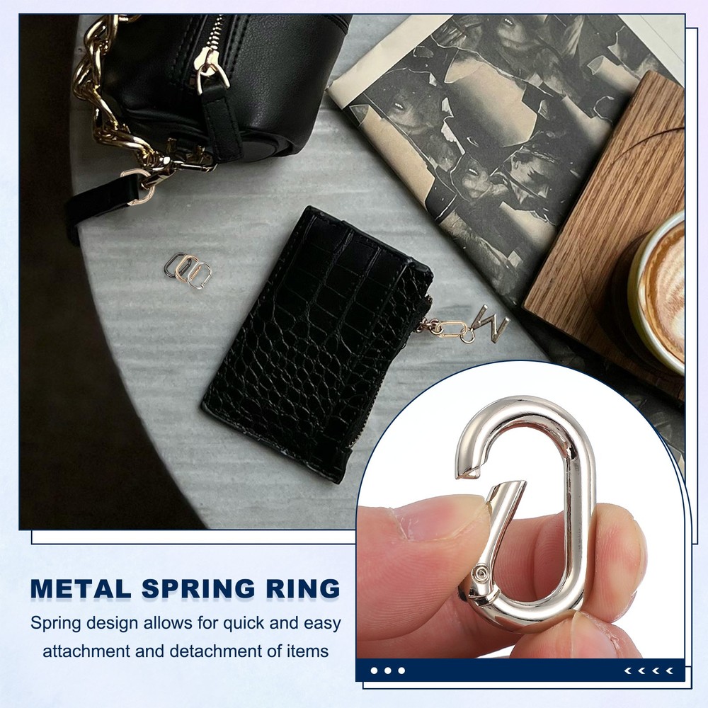 10 Pcs 35mm Oval Shaped Spring Snap Keychain Clip for Purses Silver White