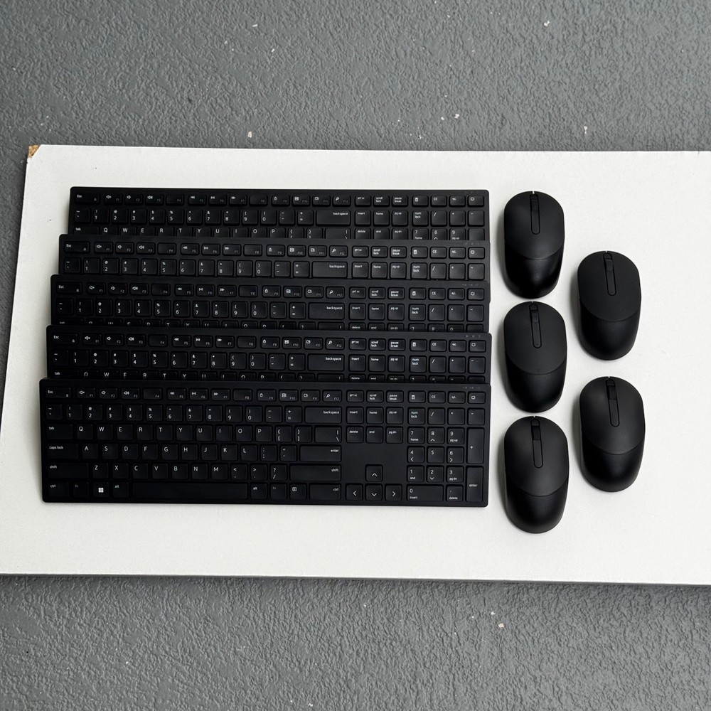 5PCS Dell KM5221W Wireless Combo Keyboard & Mouse BLACK