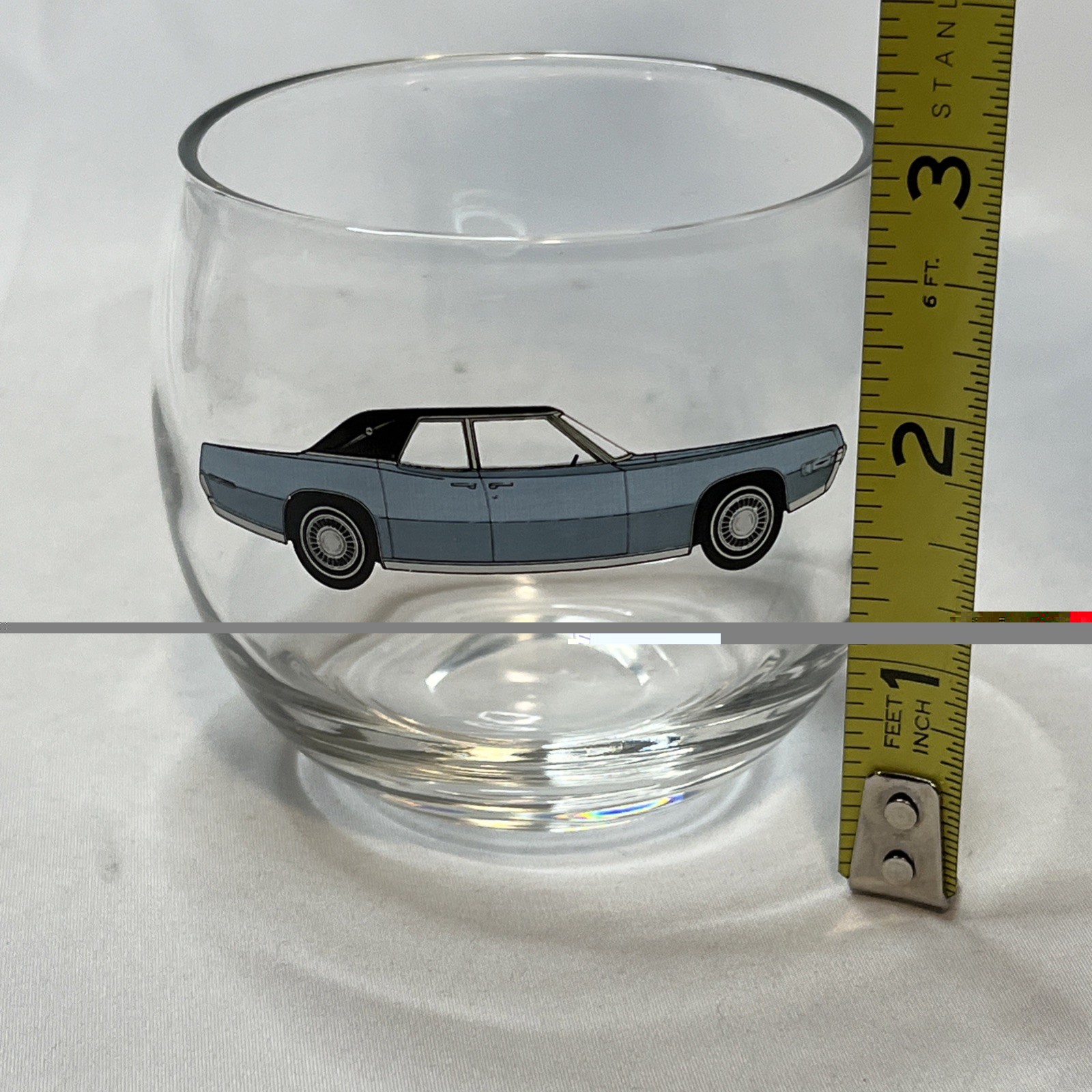1968/69 Ford Thunderbird Dealer Promotional Roly Poly Low Ball Whiskey Glass