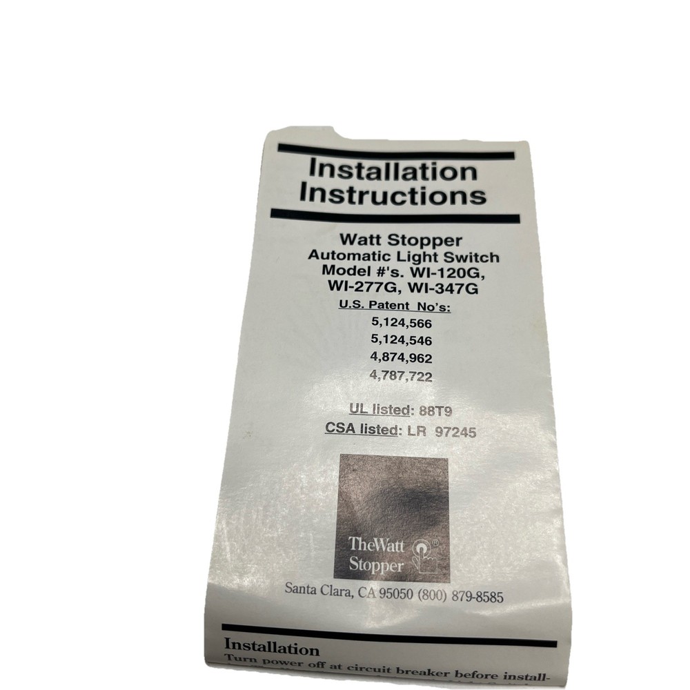 WATT STOPPER WI-277G White PASSIVE INFRARED AUTOMATIC WALL OCCUPANCY SENSOR