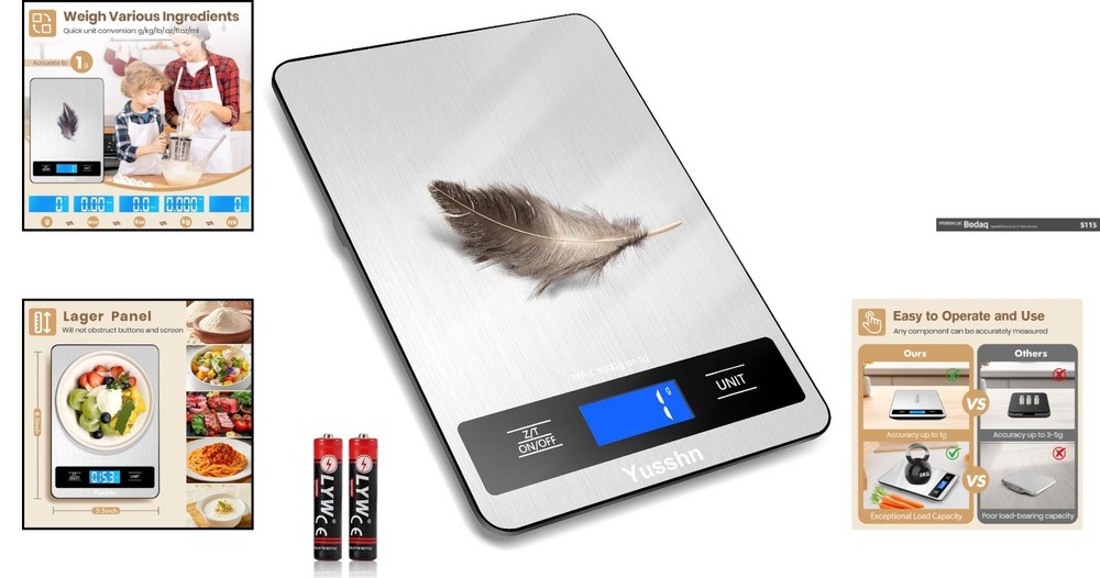 Precision Digital Kitchen Scale - 11lb Capacity, LCD Display & Tare Function