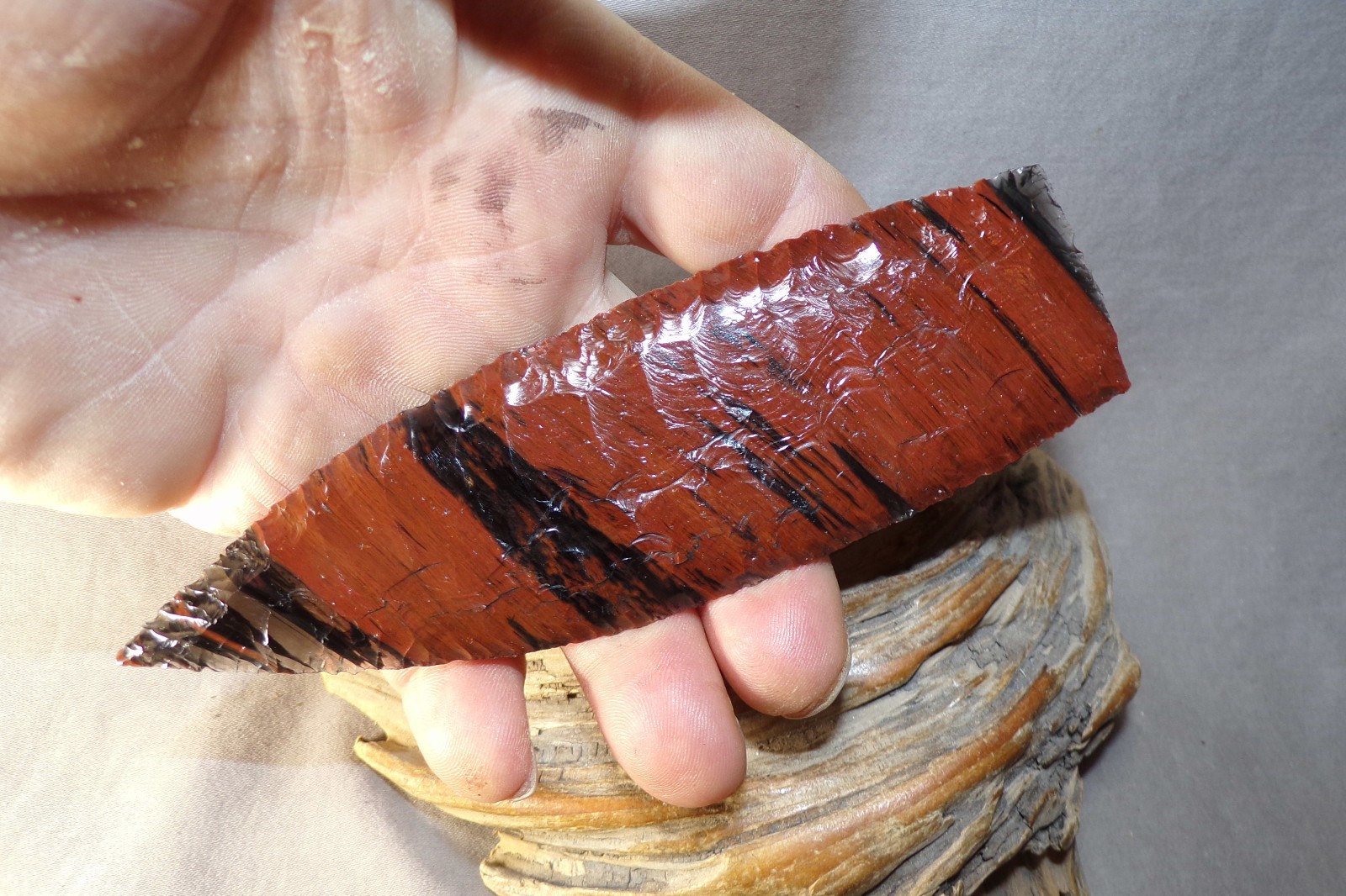 Tiger Stripe Mahogany Obsidian Paleo Blade Flint Knapping Black Powder