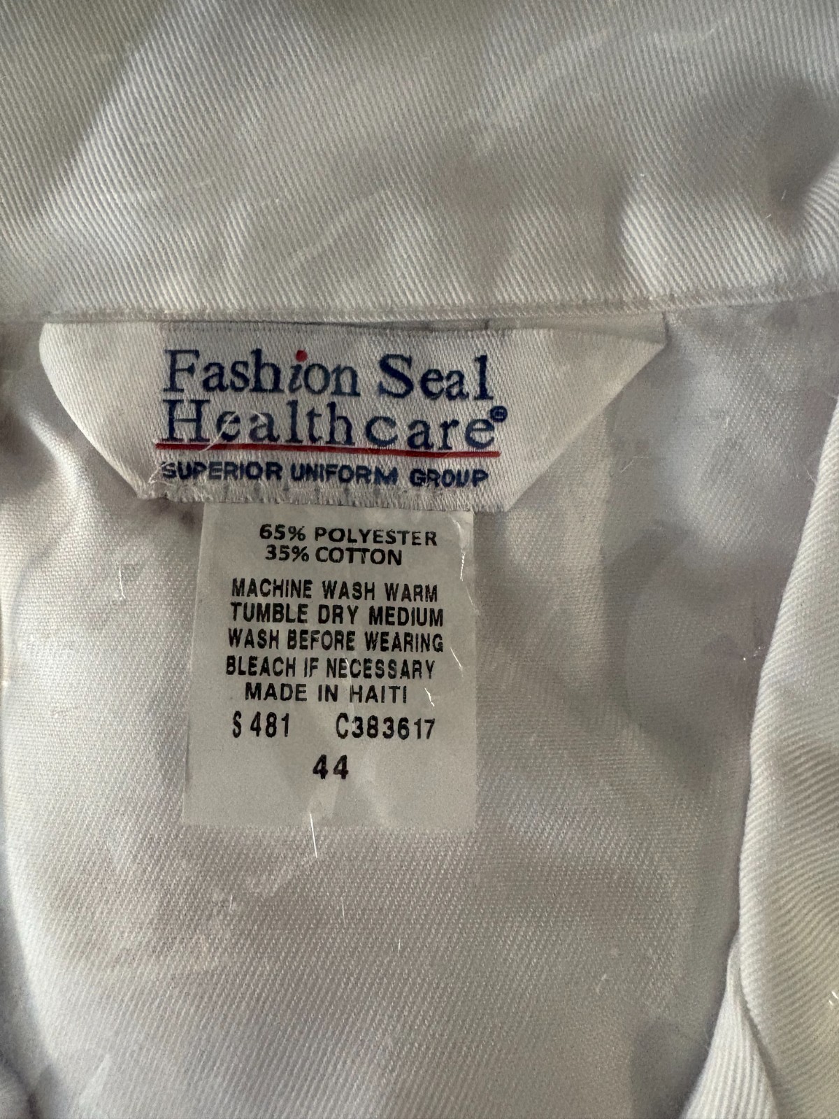 Fashion Seal Healthcare Lab Coat Size Large (44) Bright White NEW