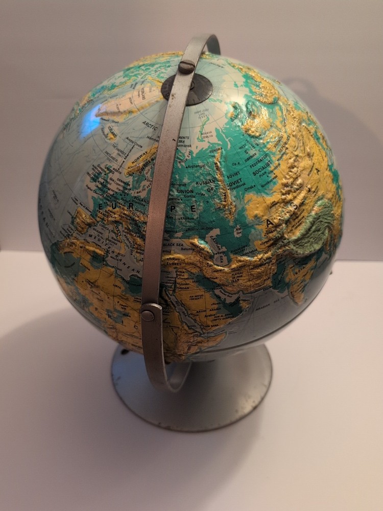Vintage Nystrom 12" Sculptural Relief Globe