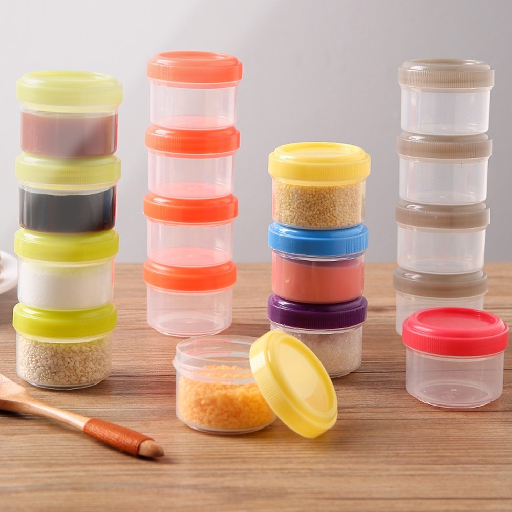6PCS Mini Clear Plastic Jars With Leakproof Lids Round Clear Container 35ml