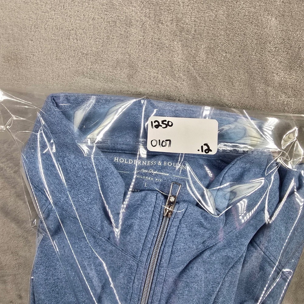 Holderness & Bourne Size Large Blue Quarter Zip Performance Pullover