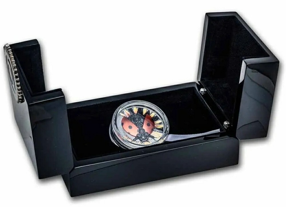 2021 Mongolia Clockwork Evolution MECHANICAL LADYBUG 3 Oz Silver Proof Coin.
