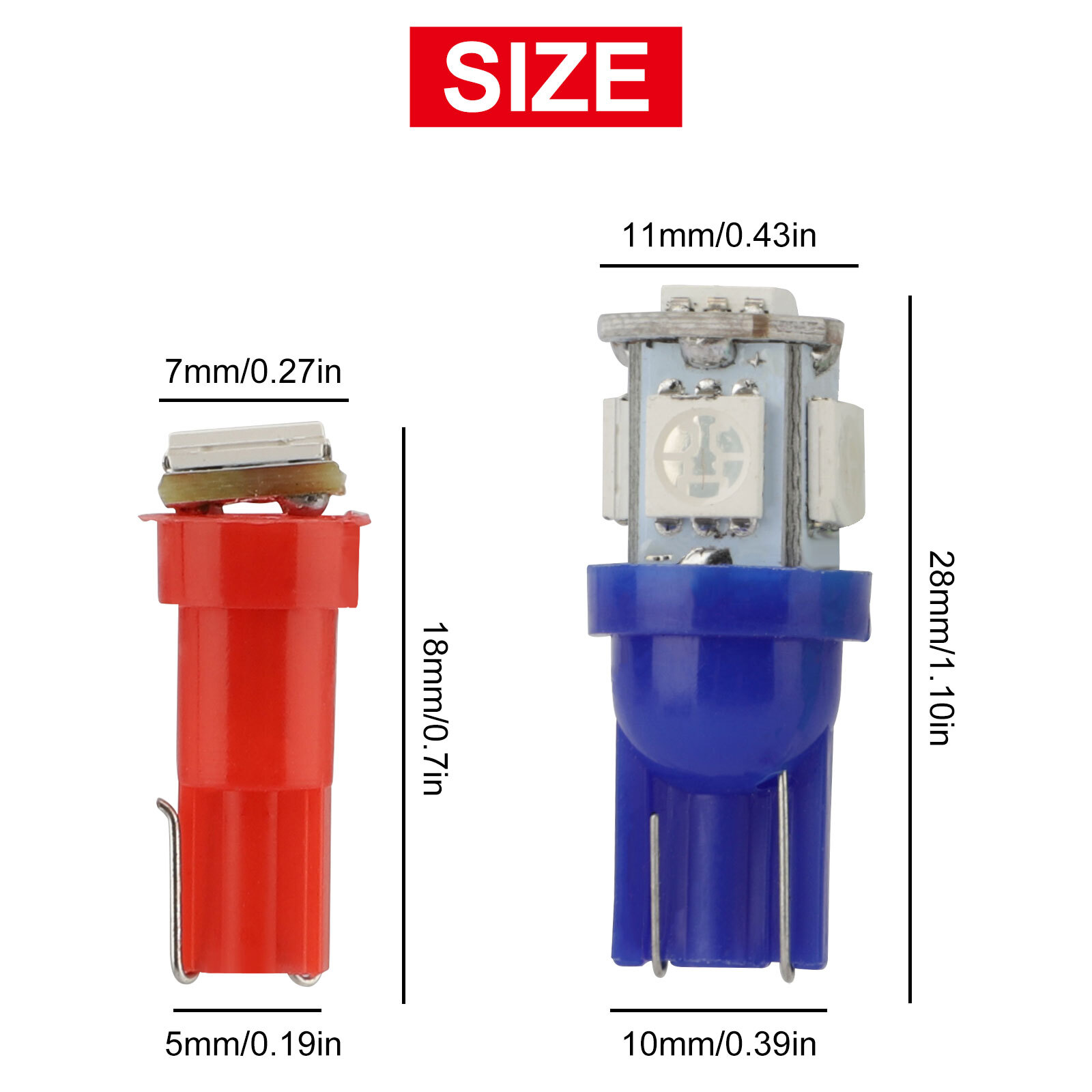 70PCS T5 T10 5050-SMD LED Speedometer Instrument Gauge Cluster Dash Light Bulbs