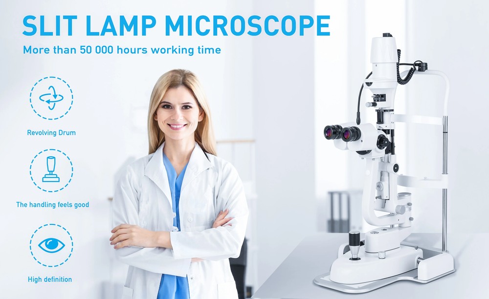 Five times magnification ophthalmic slit lamp optometry microscope