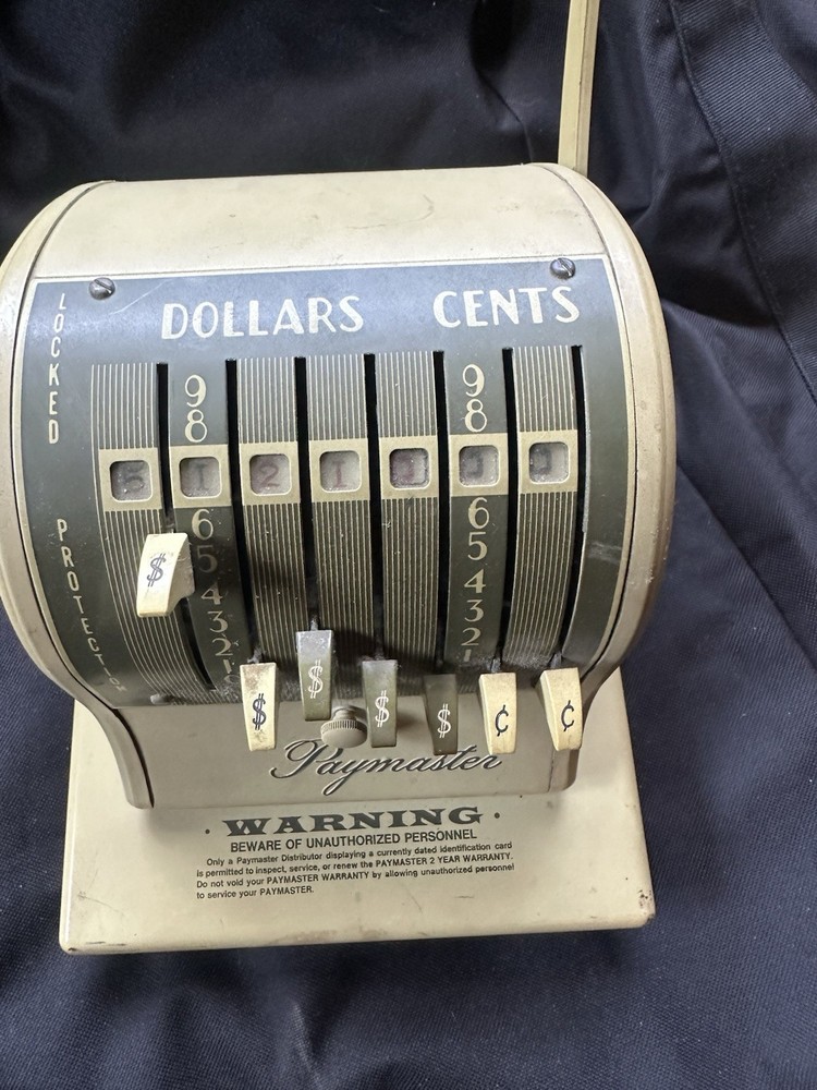 Paymaster Series S-1000 Check Writer with Key- Untested