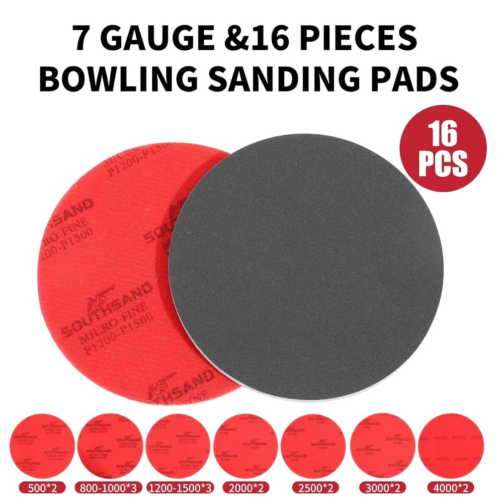 16 Pack Bowling Sanding Pads Accessories Ball Sand...