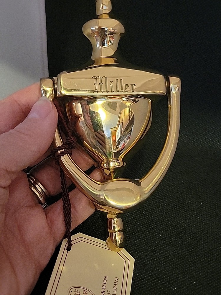 Classic Polished Solid Brass Door Knocker Engraved "Miller"
