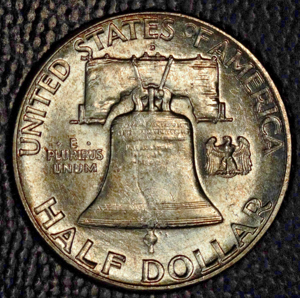 1948-D Franklin Half Dollar, Choice BU, Light Toning