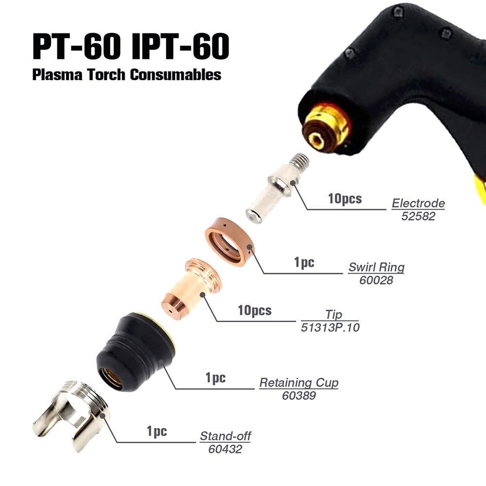 Premium IPT40/PT40 Plasma Cutting Torch Tip & Electrode Set PT60/IPT60 23pcs