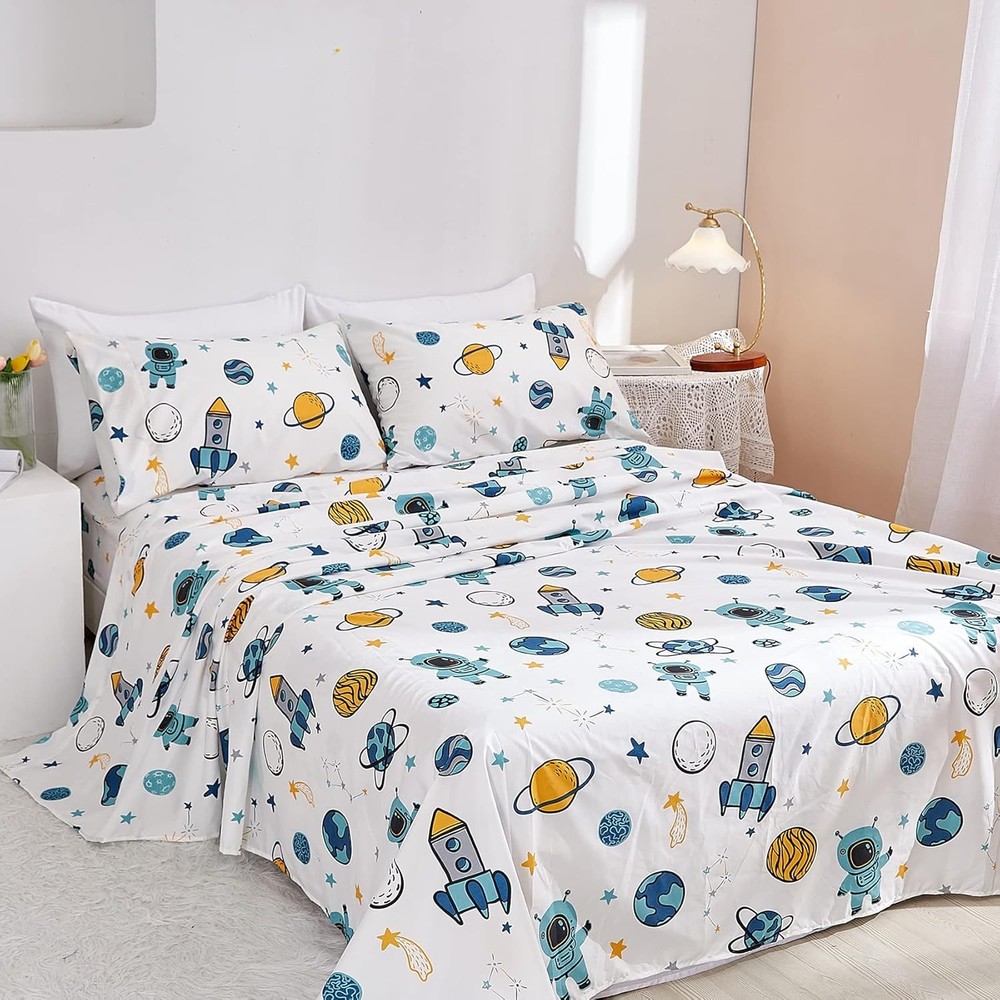 Blue Astronaut Children's Bedding Set (Double Size)