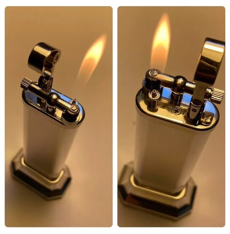 Mint Boxed Dunhill Silver ‘Barley’ Unique Table Lighter - Working