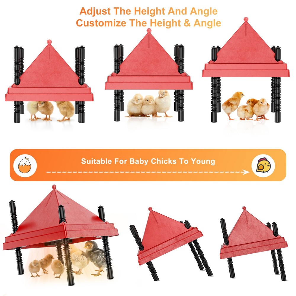 ZenxyHoC Brooder Plate for Chicks with Anti-Roost Cone, Chick Brooder Heater Red