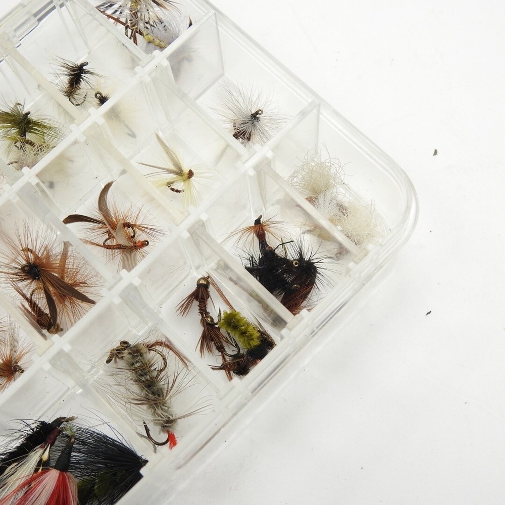 Orvis Plastic Fly Box. W/ Flies. (A).