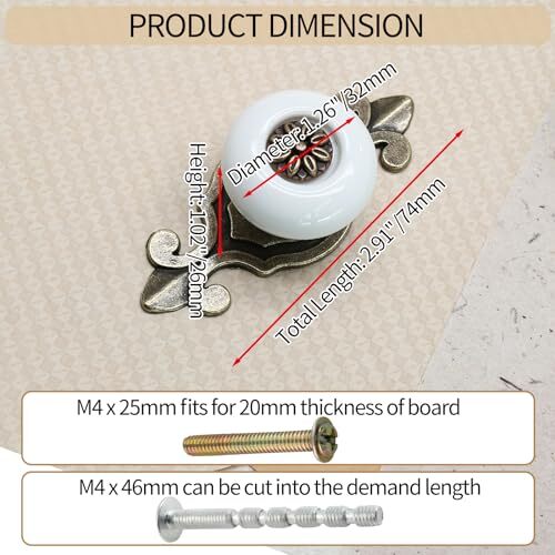 10pcs Ceramic Knobs Dresser Knobs, Vintage Cabinet Knobs with 10 Pieces White