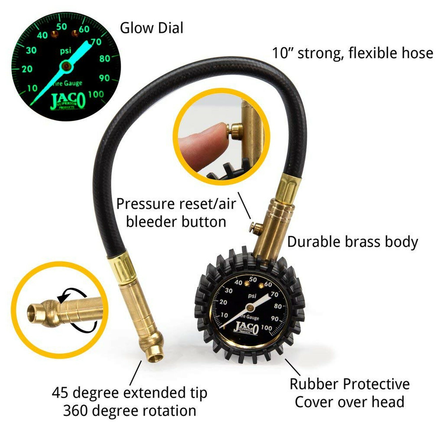 JACO ElitePro™ Tire Pressure Gauge - 100 PSI