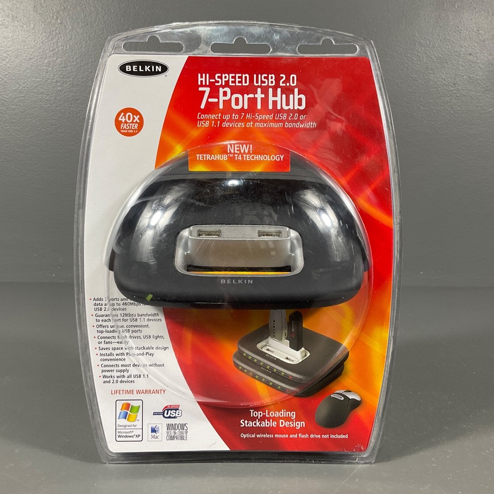 Belkin Hi-Speed Usb 2.0 7-Port Hub Tetrahub Tech Top-Loading Stackable Design