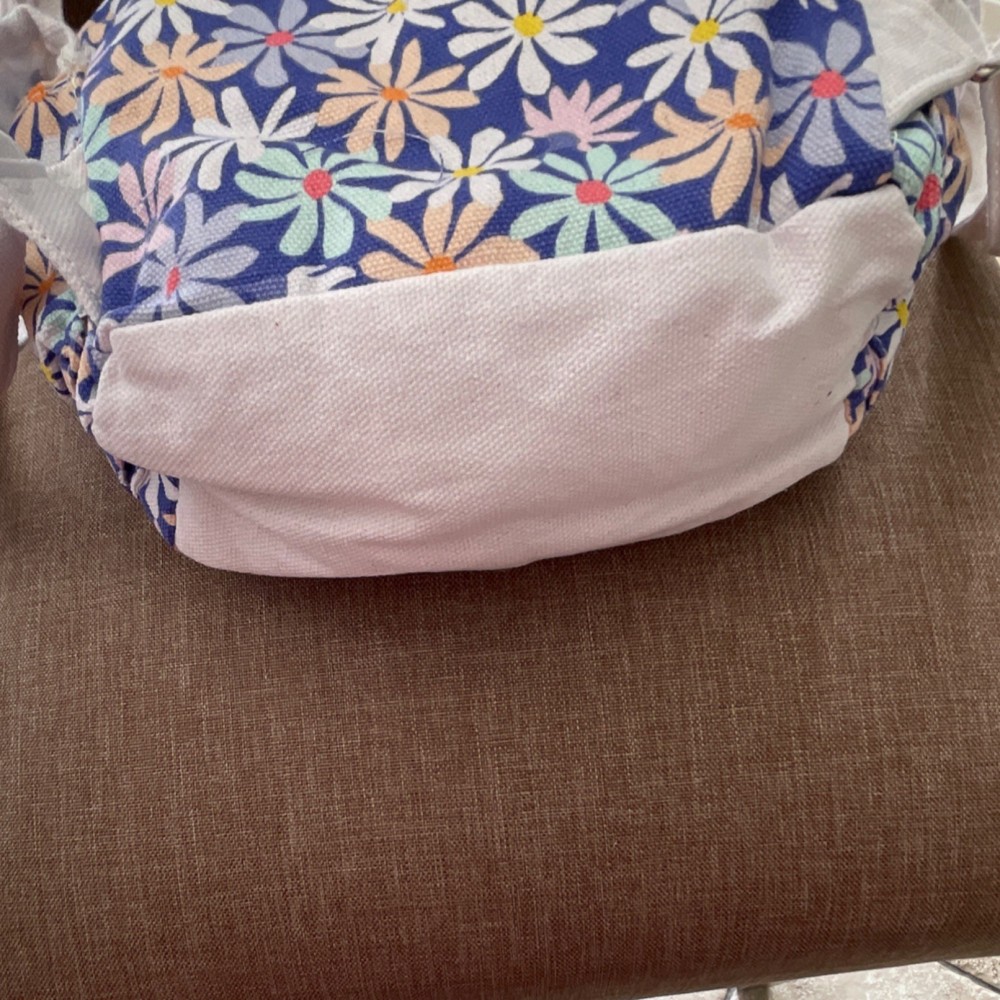 Cat & Jack Floral Canvas Backpack Purple White Adjustable Strap Drawstring 11in
