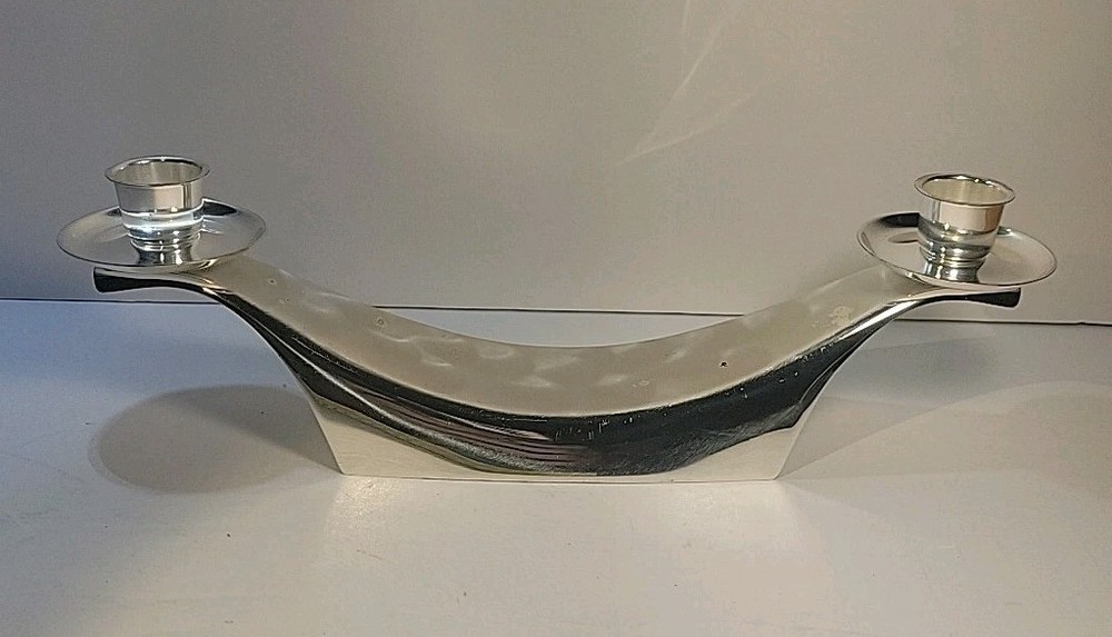 WMF Ikora 2 Light Candelabra Silver Plate Brass Modernist 4923 Germany READ