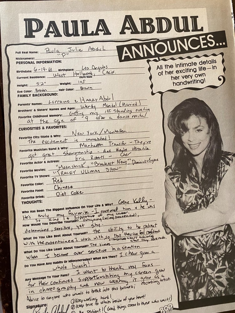 Paula Abdul, Full Page Vintage Clipping