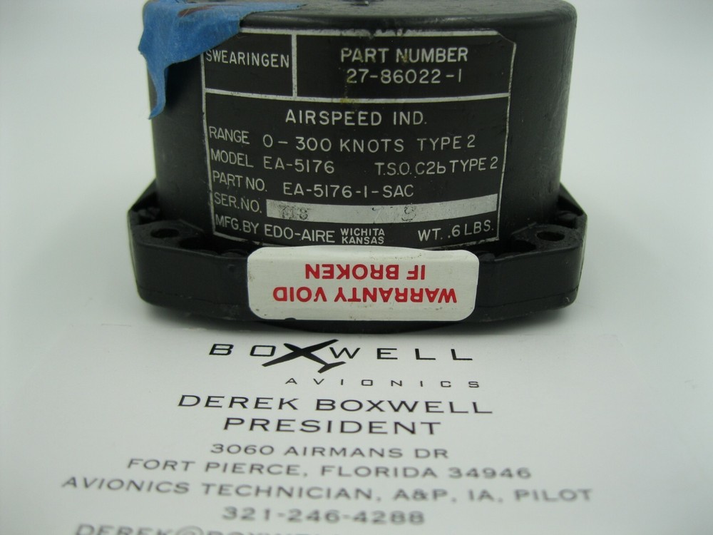 Sigma-Tek Airspeed Indicator EA5176-1-SAC