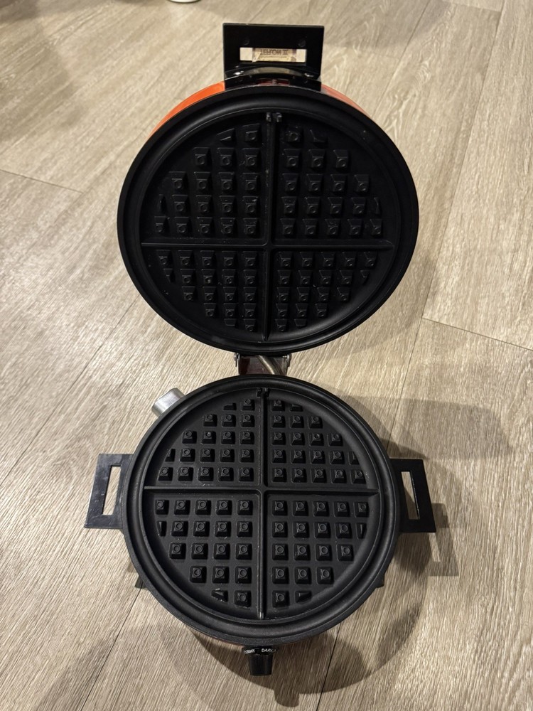 Vintage SEARS ROEBUCK Waffle Maker Model Orange Spice Herbs. Missing plug.