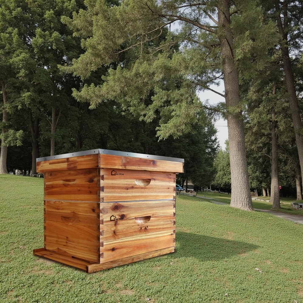 10-Frame Beehive Kit Wax Coated Bee Hives Includes 1 Deep Box + 1 Medium Bee Box