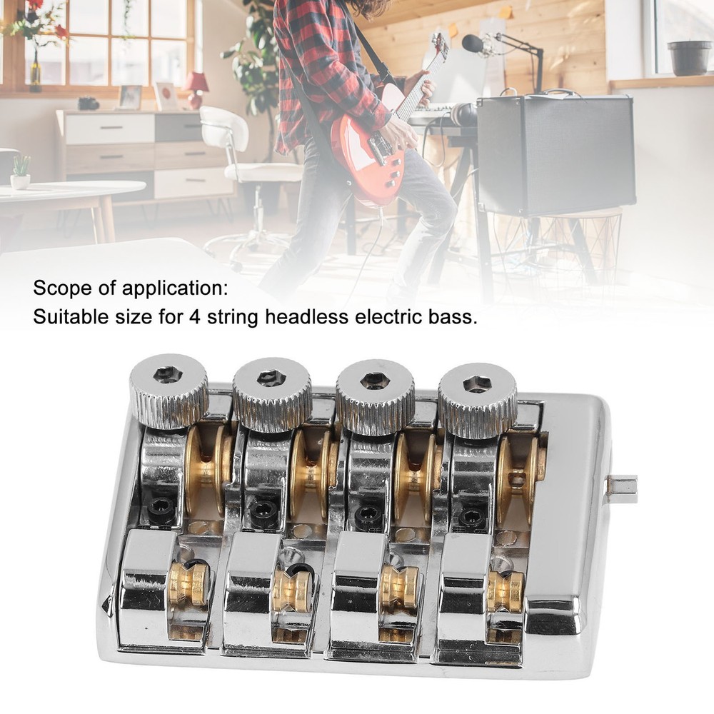 4 String Headless Electric Bass Bridge Alloy Brass Bridge Replacement (Silver )