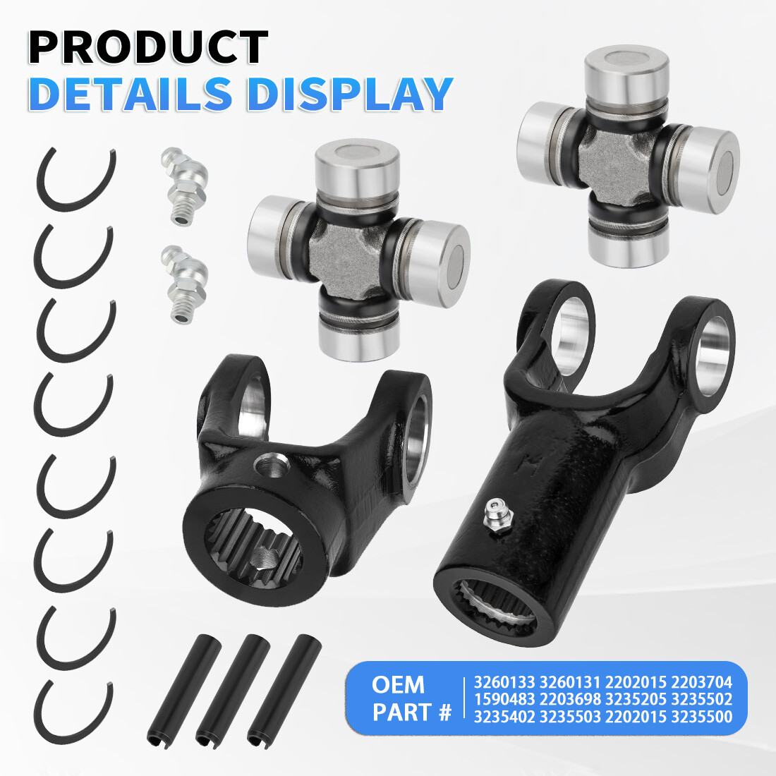 Front Prop Shaft Yoke & U-Joint (2 Side) for Polaris Ranger 700 800 900 Crew/XP