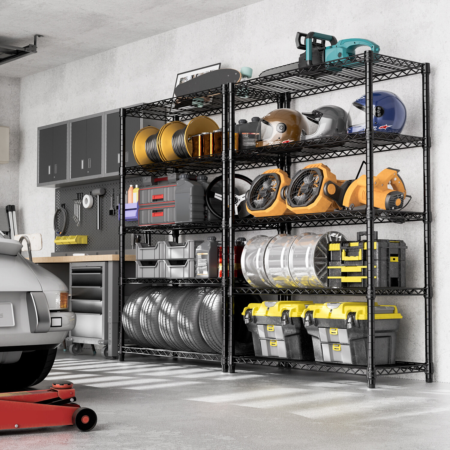 Heavy Duty 5 Tier Metal Wire Shelf Shelves Shelvings Garage Warehouse Rack 72 in