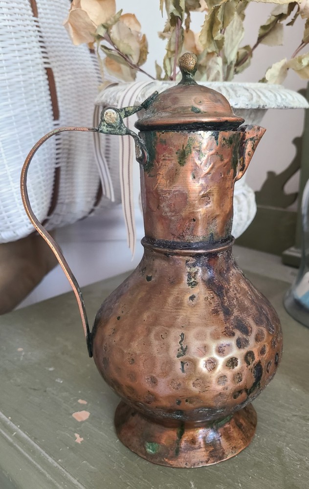 Vintage Middle Eastern Hammered Copper Coffee Pot