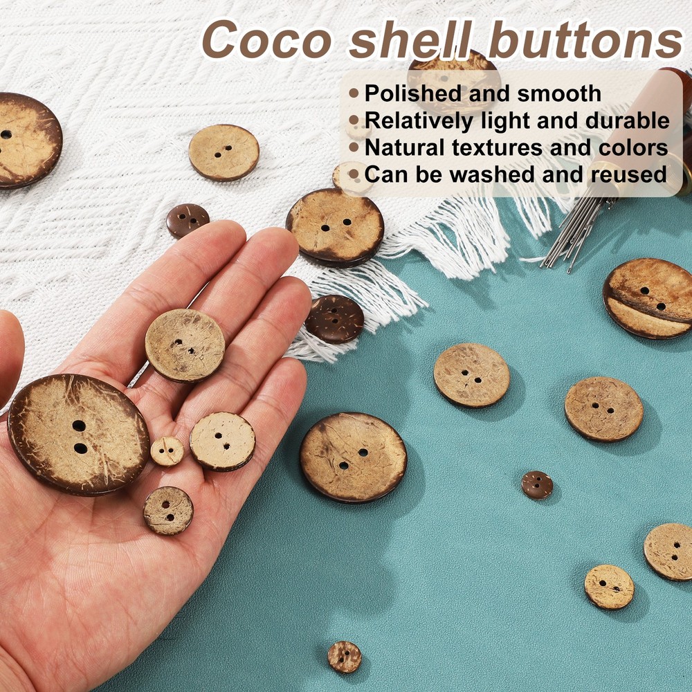 30pcs Coco Shell Buttons 12.5mm Handmade Sewing Crafts Round Button, Brown